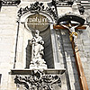  The sculpture on the front of the church
